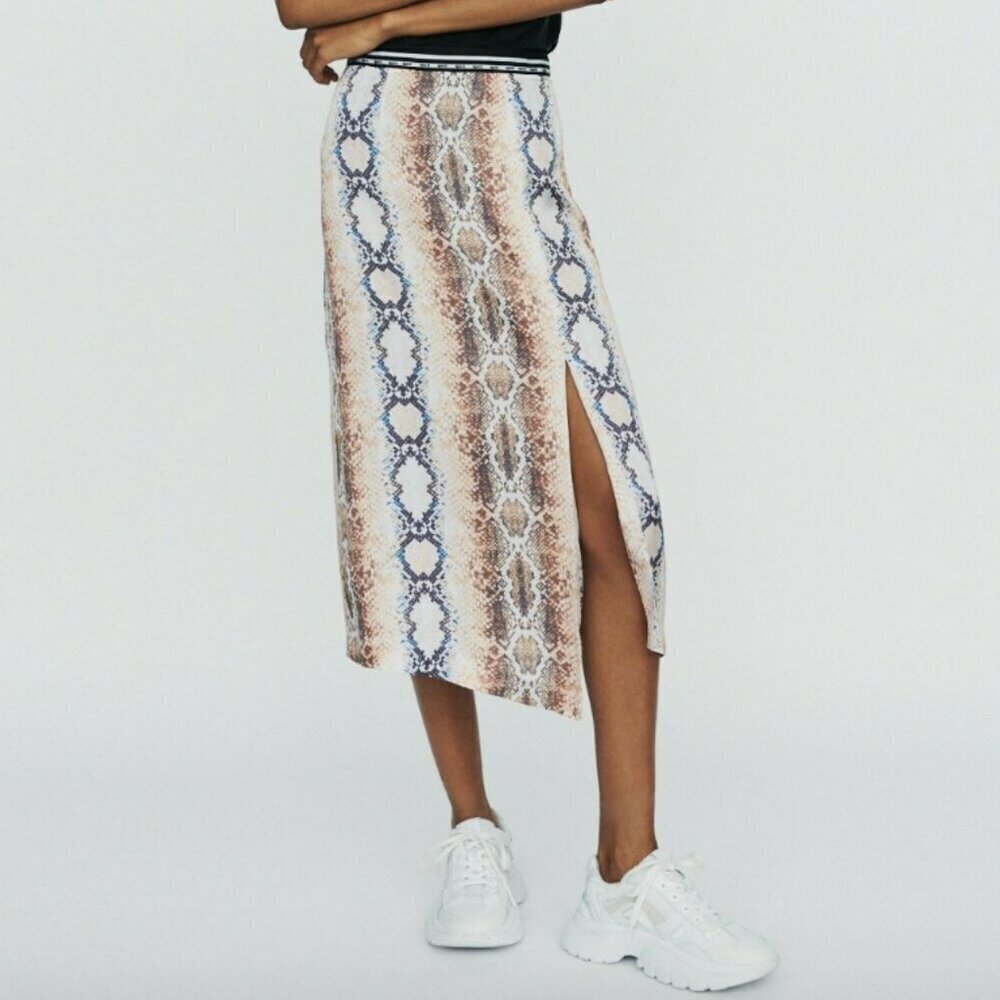 Maje Python Print Slip Skirt